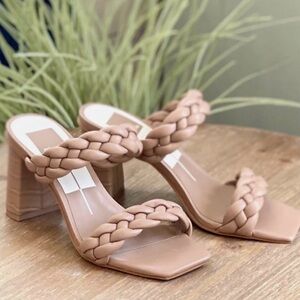 Dolce Vita Paily Braided Strap Block Heel Sandals - Cafe color